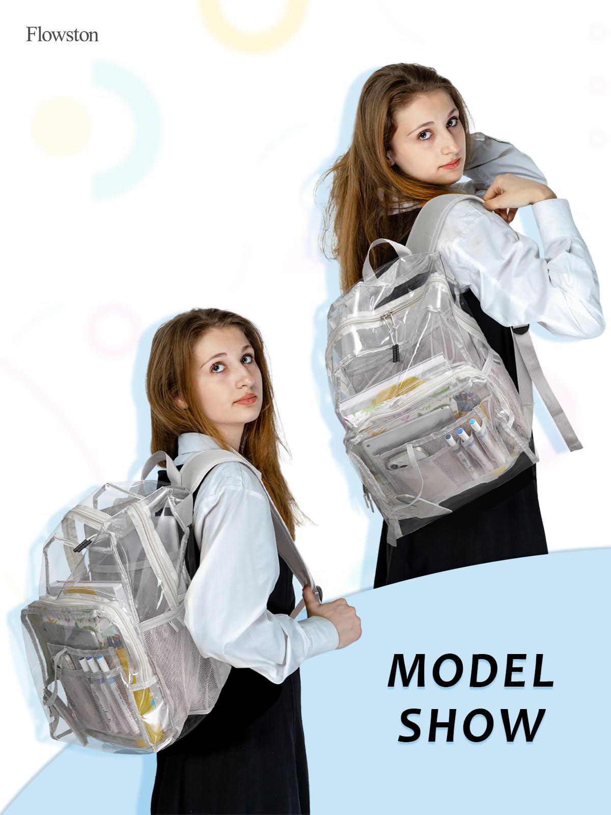 Zaino trasparente per la scuola, 17 pollici grande resistente TPU trasparente Bookbag per ragazzi ragazze adulti per college casual, Grigio, Large, Trasparente