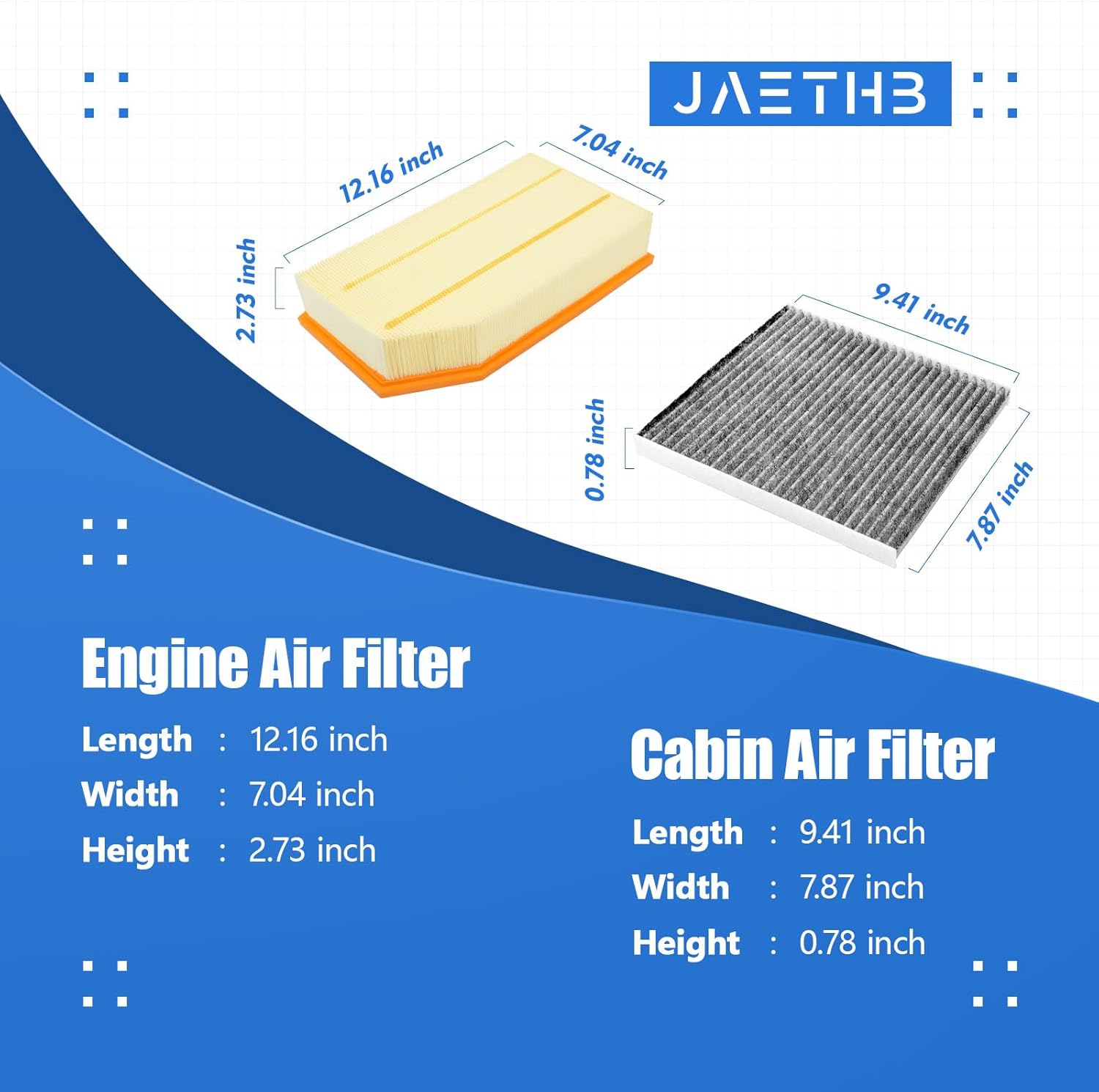 68301863AA+68257030AA Cabin and Engine Air Filter for JEEP GLADIATOR 3.6L V6(2020-2025); WRANGLER 2.0L L4 / 3.6-L V-6(2018-2025); WRANGLER 4Xe 2.0-L L-4(2022-2023)WA10841 AF5277 AF1421 CF12450 WP10371