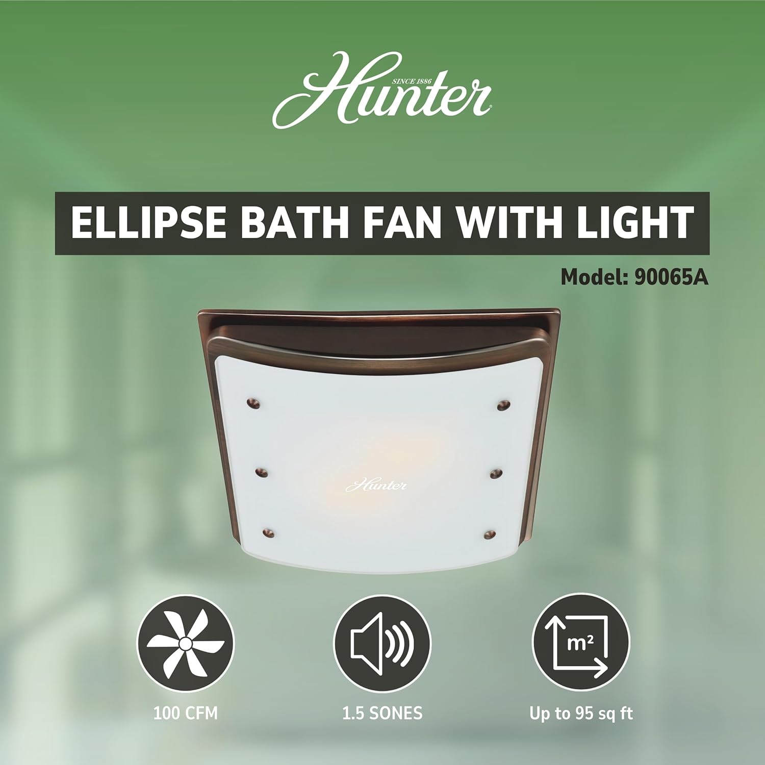 Hunter Ellipse 100 CFM Ceiling Exhaust Bath Fan with Light and Night Light - Imperial Bronze