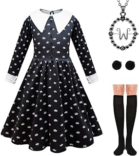 YUEGOO Black Costume Dress for Girls Halloween Costumes Cosplay Party Dress with Accessories 3-12Y