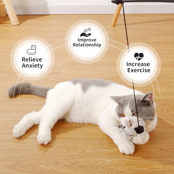 Juguete Interactivo para Gatos Varita con Ratoncito miniatura 5