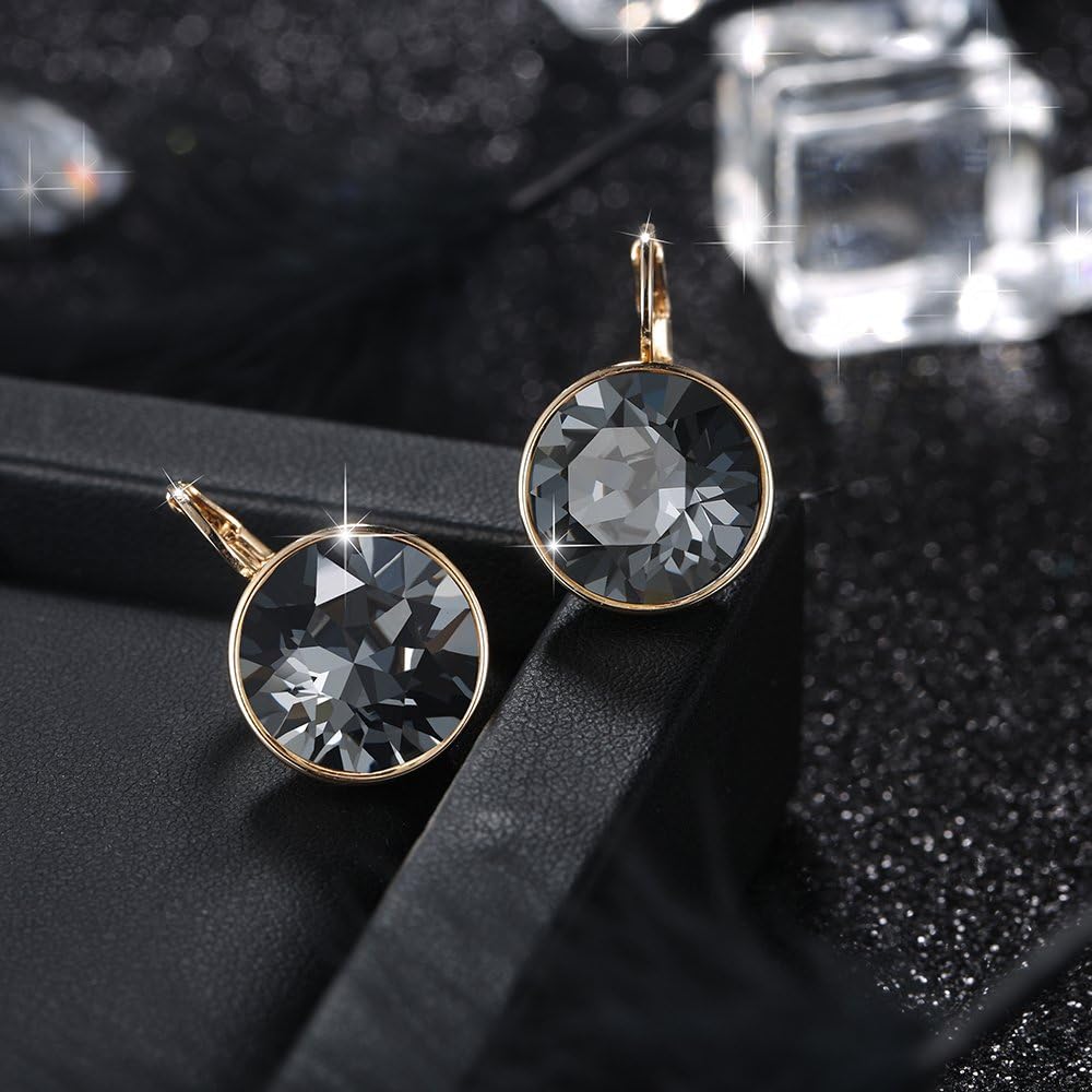 XUPING Round Crystal Leverback Earrings Sparkly Elegant Austrian Crystals 18K Platinum Plated Hypoallergenic Delicate Jewelry Gifts For Women Party - Image 4