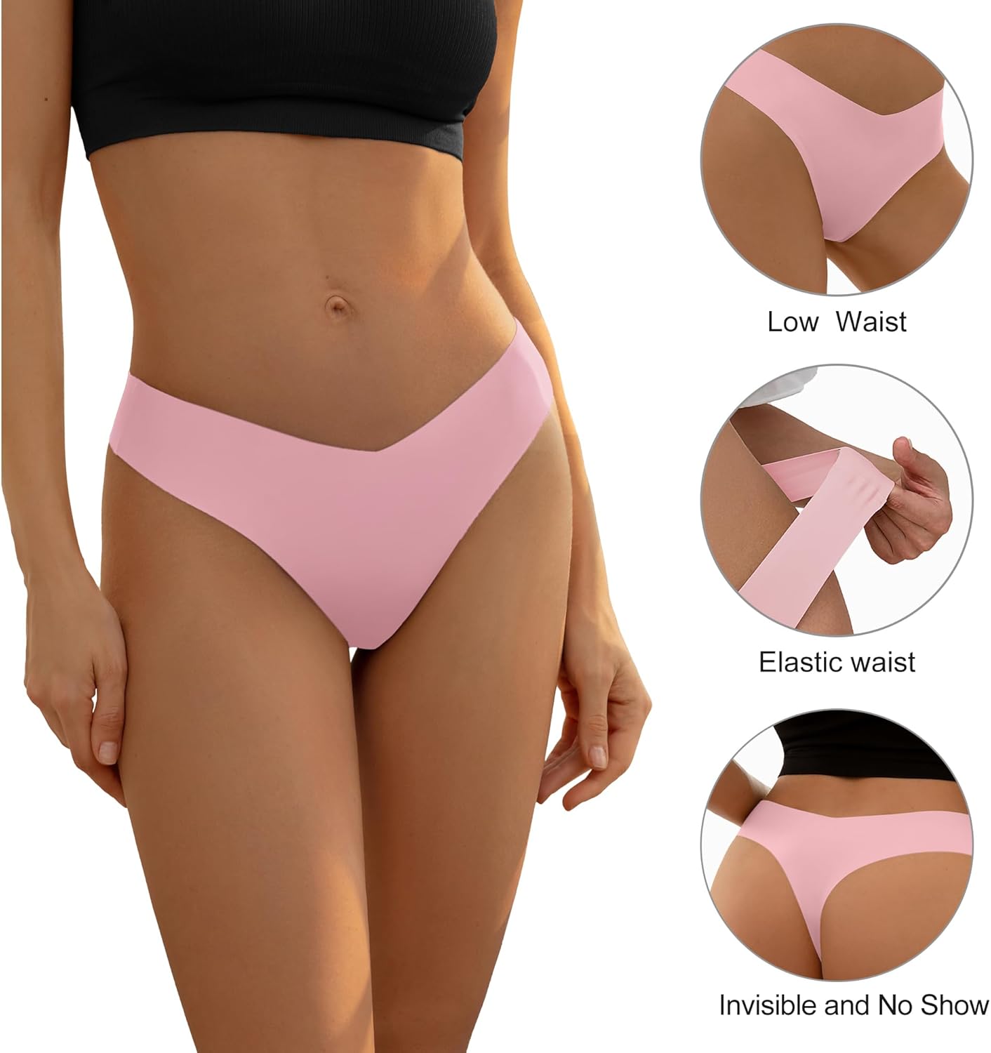 DEANGELMON Seamless Thongs for Women No Show Thong Underwear Women Comfortable Multiple Pack - Image 3