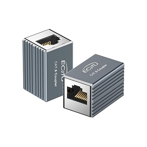 Miniatura 10 de Acoplador RJ45, paquete de 2 adaptadores Ethernet hembra a hembra, adaptador extensor de cable Ethernet, modular recto de 8 pines, conector de red