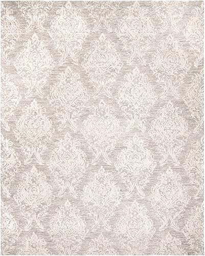Miniatura 8 de SAFAVIEH Glamour Collection GLM118C - Alfombra de área de lana y viscosa de 5 x 8 pies, color gris y marfil