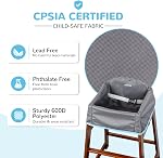 Dual-Belt Baby High Chair Cover, Lead & Phthalate Free, Sturdy and Robust Material, Waterproof Washable Cover for Wooden or Restaurant High Chairs, Gray