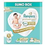 Pampers Premium Care | Pant Style, Large Size, 176 Count | 360 Cotton Softness Diaper |Anti Rash Diaper with Aloe Vera and 100% Leak Proof Protection | (88 Count, Pack of 2)