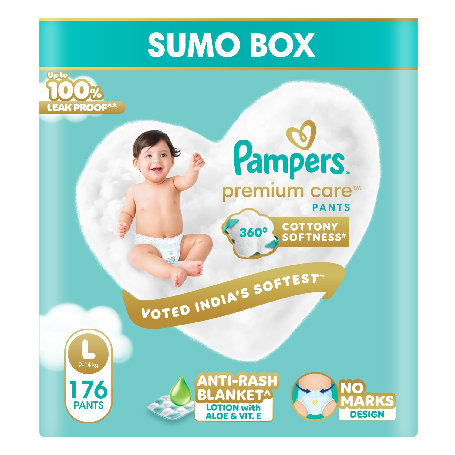 Pampers Premium Care Pant Style Baby Diapers, Large (L), 176 Count, 9-14kg, All-in-1 with 360 Cottony Softness Diapers-picture-27