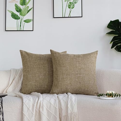Miniatura 3 de Juego de 4 fundas de almohada decorativas de lino con textura neutra de 20 x 20 pulgadas, fundas de almohada rústicas para exteriores, fundas de