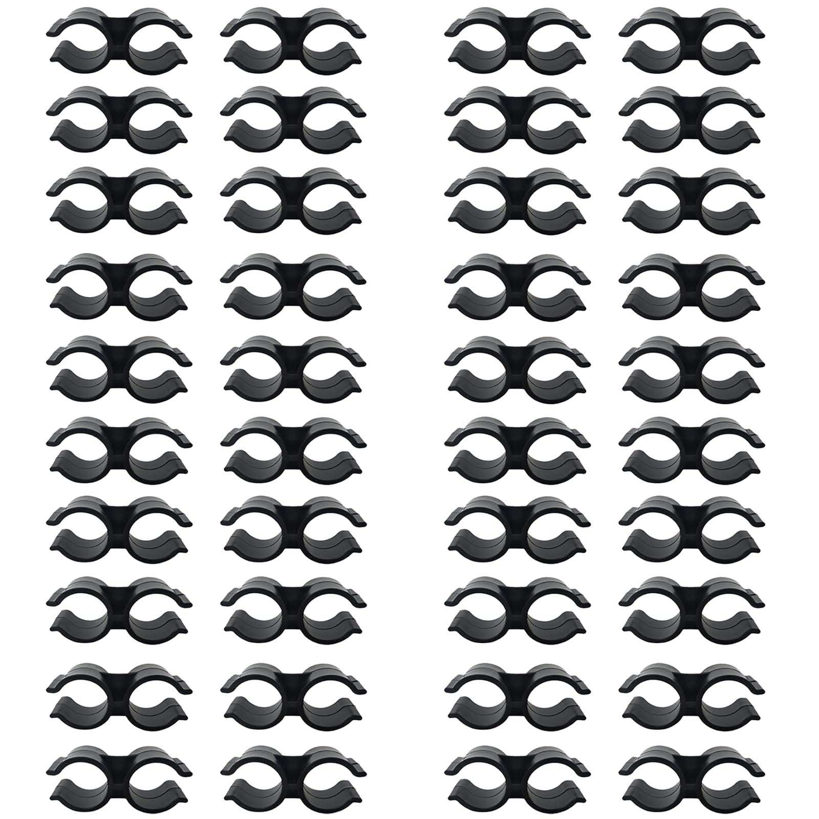 40Pcs Double Clips Pipe Clamp Clips, PVC Plastic Shelf Pole Connector Chain Link Fence Panel Clamps Clips Fastener Accessories, Black