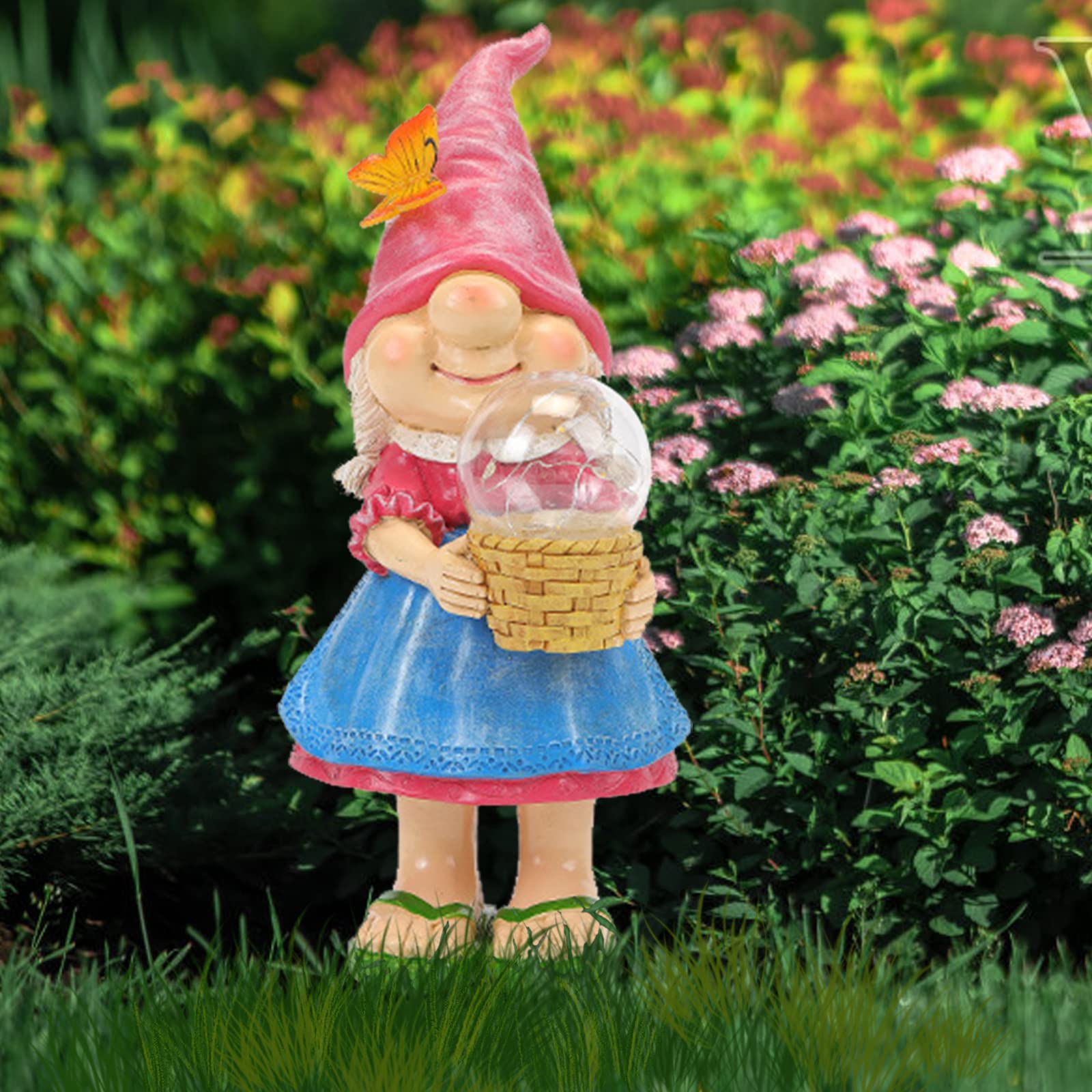 Statue da giardino solari per esterni Gnomo con 7 luci a LED
