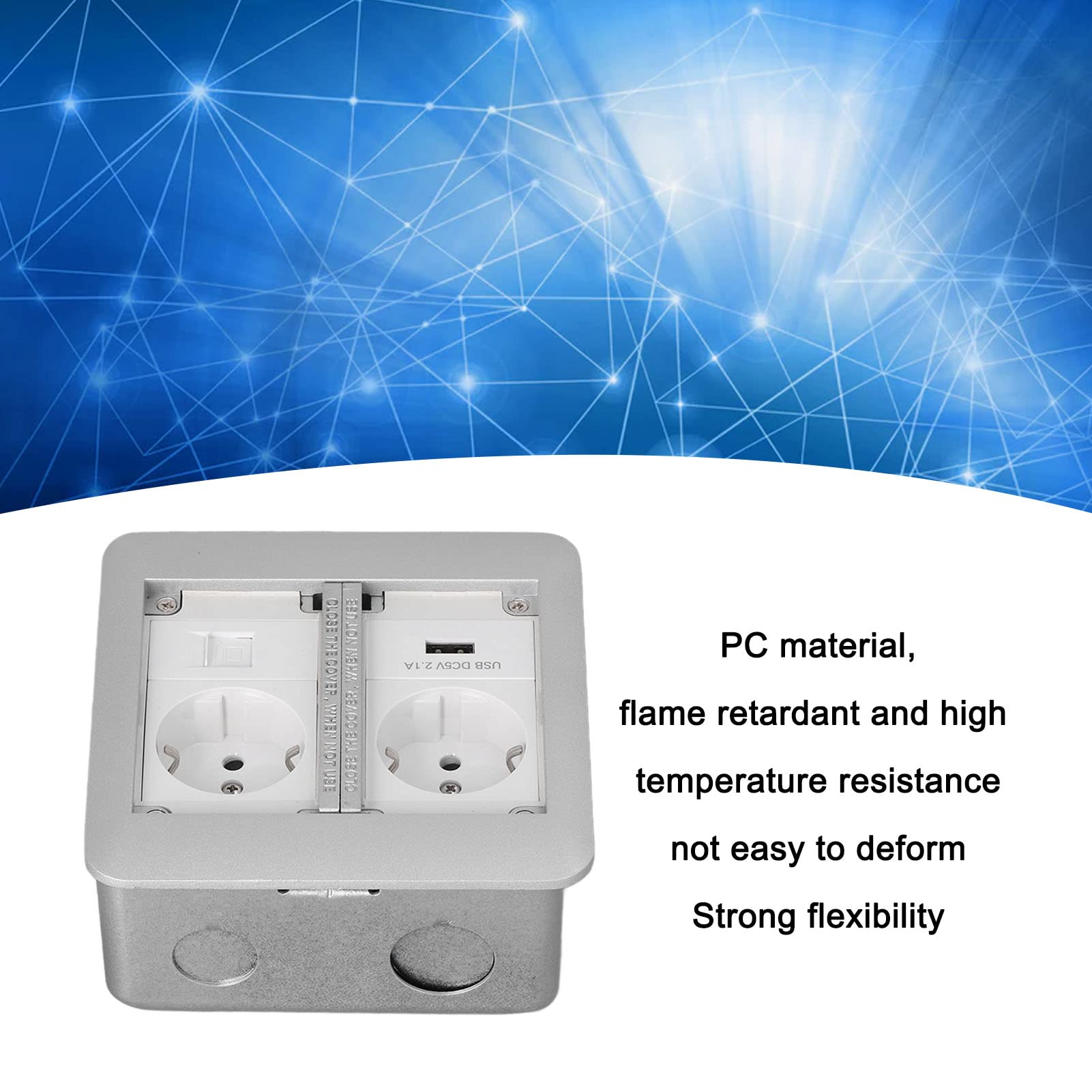 2 Multifunctioneel Stopcontact met Deksel IP40 Waterdicht op Vloer (Donker Grijs 2 Multifunctioneel Stopcontact met Deksel IP40 Waterdicht op Vloer (Donker Grijs