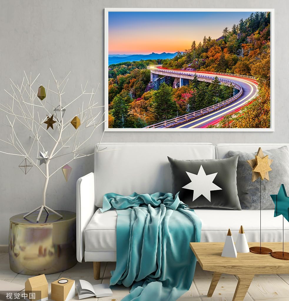 2 Pack 1000 Pieces for Jigsaw Puzzles for Adults, Fall Autumn Nature Landscape Scene Challenging Puzzle Perfect for Family Activity Game Nights Gifts(Glade Creek Gristmill & Blue Ridge Parkway)