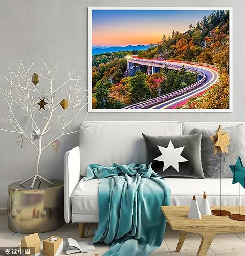 Miniatura 4 de Paquete de 2 rompecabezas de 1000 piezas para adultos, rompecabezas desafiante de paisaje natural de otoño, otoño, perfecto para actividades