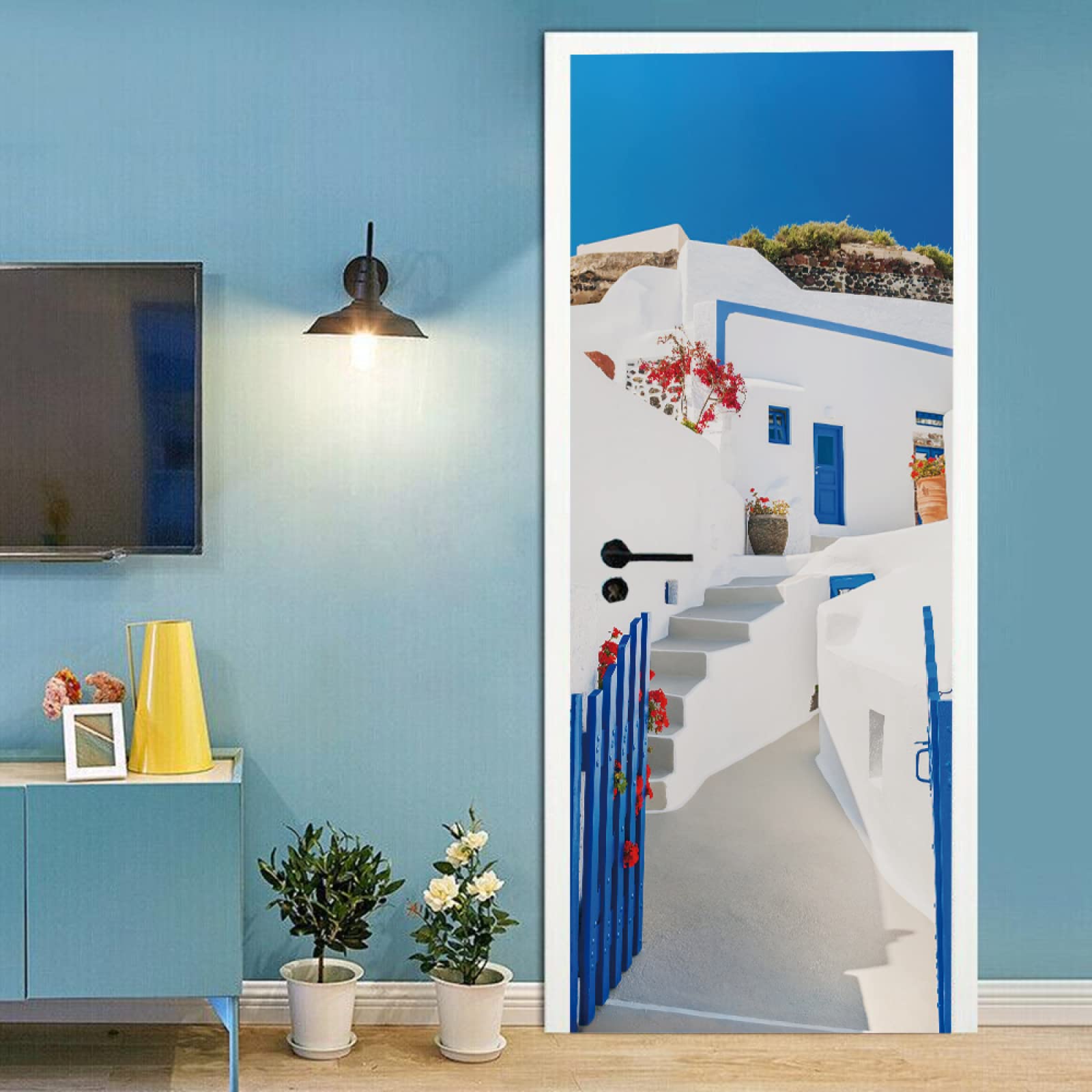 Adesivi Per Porte 3D Multi Stile Poster Autoadesivo In PVC Adesivo Per Copertura Porta Con Venature Del Legno Appartamento Porta Di Casa Frigo Art Mural Decor