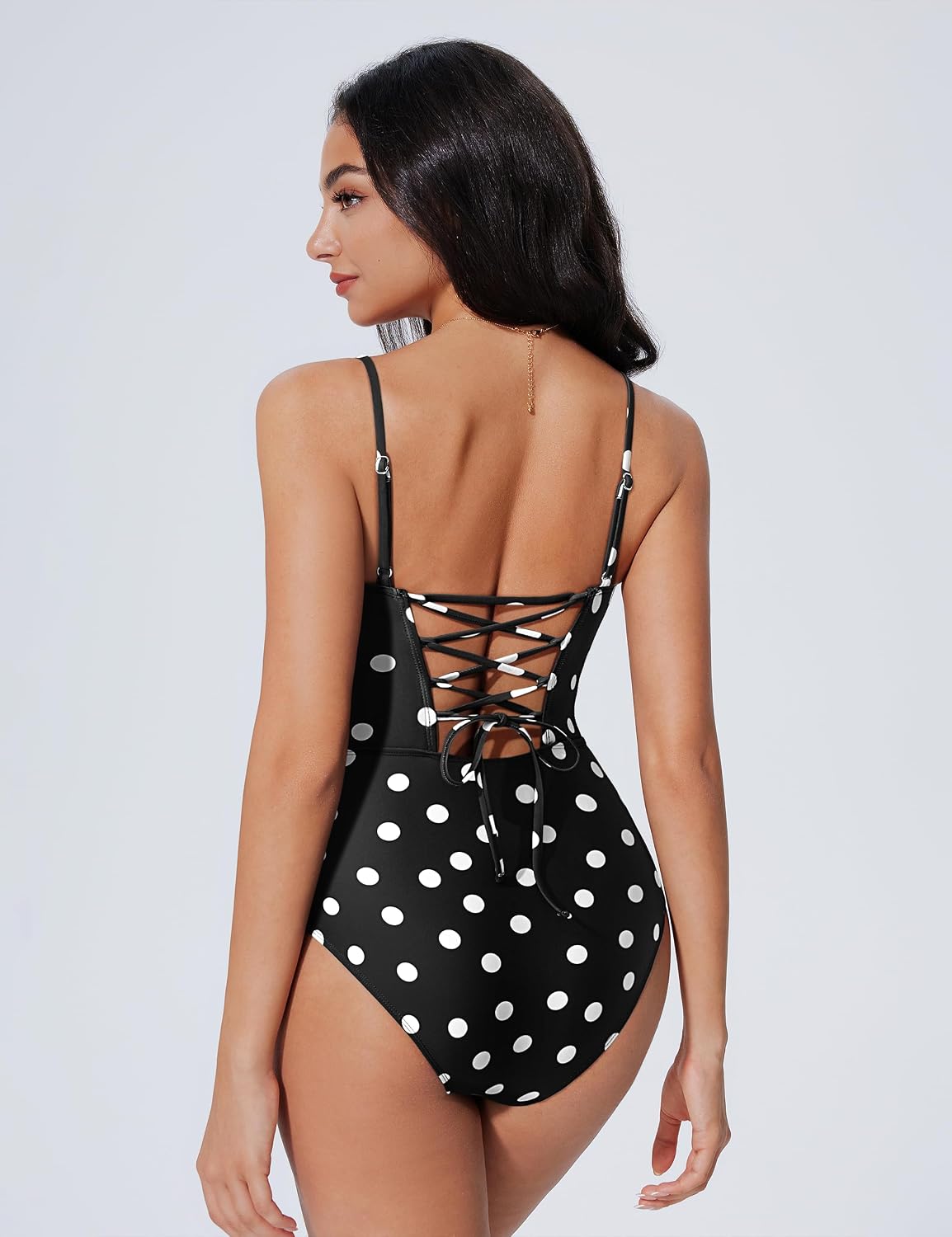 SUUKSESS Women One Piece Tummy Control Swimsuit Crisscross Backless Bathing Suit