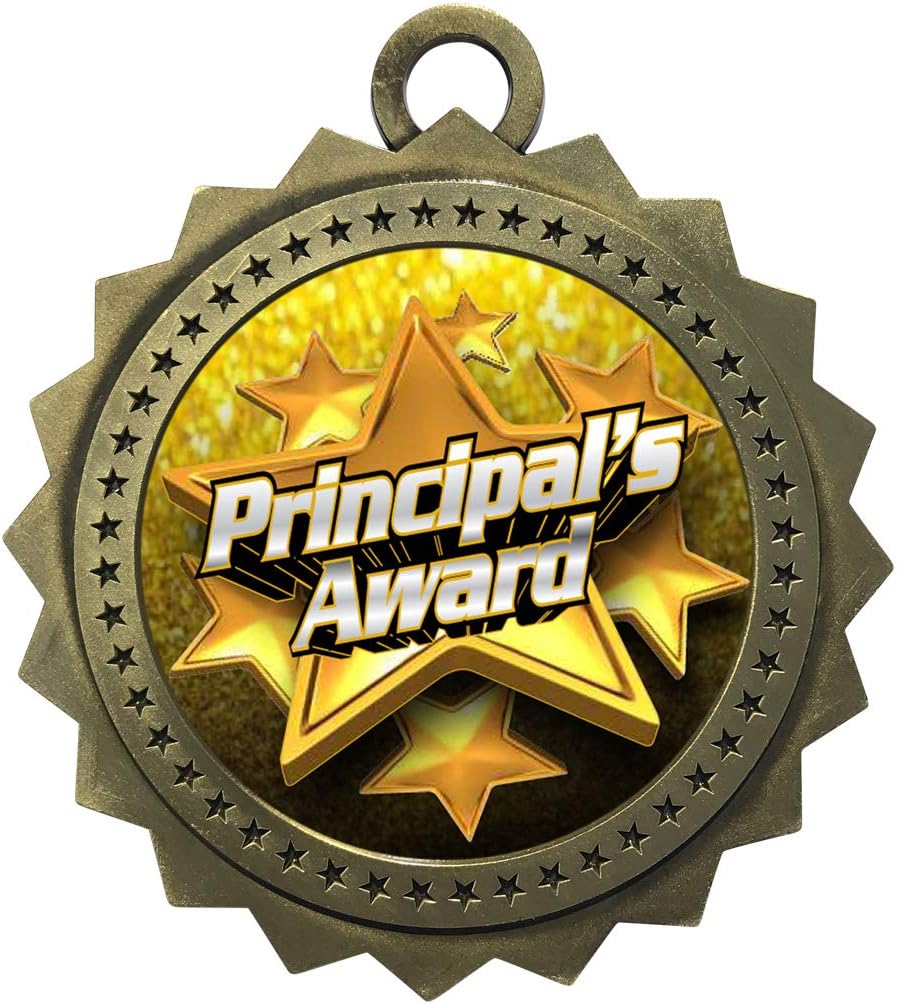 10 PK of Principals Award Gold Medals Trophy Award with Neck Ribbons D03-FCL537