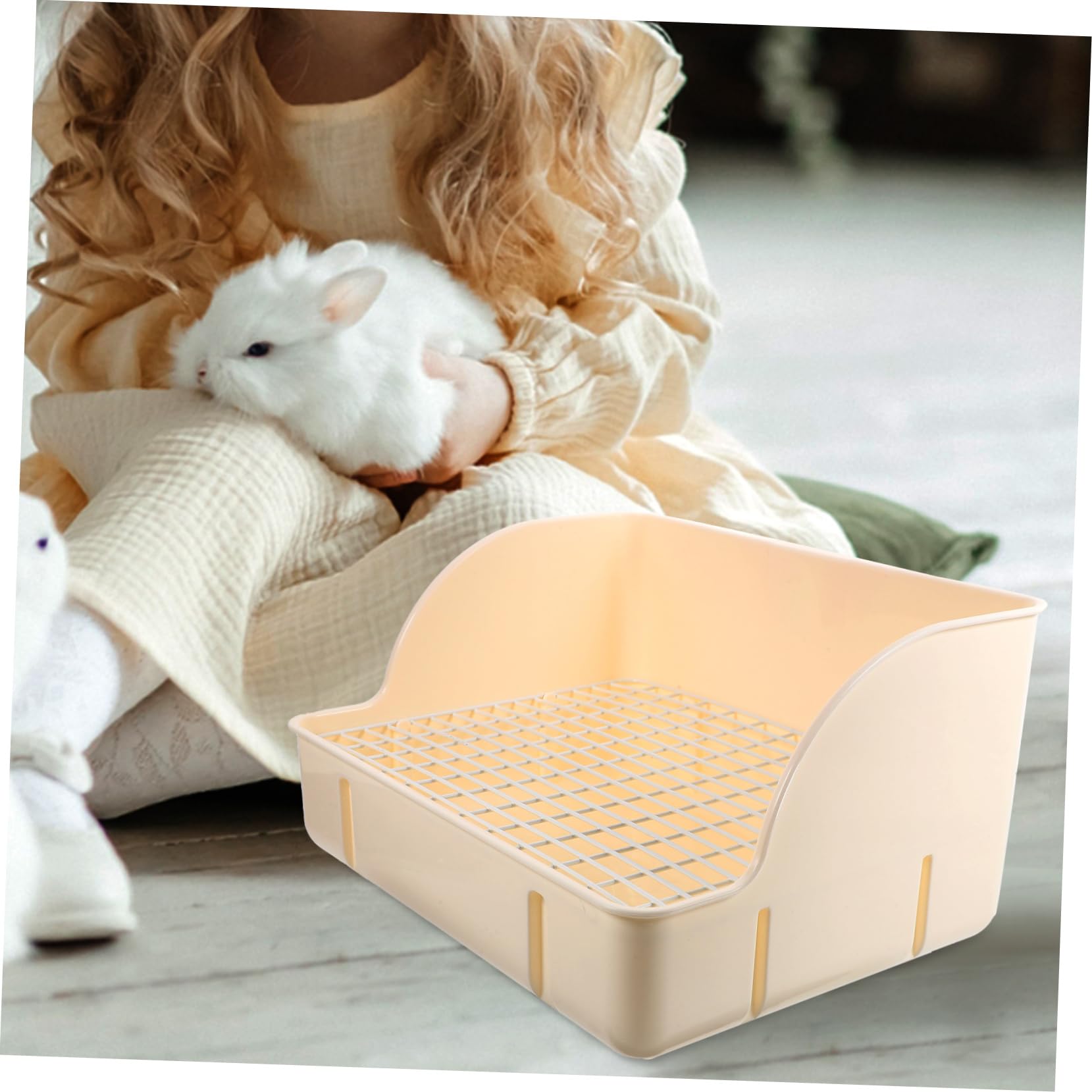 DOITOOL Vassoio per Lettiera per Conigli Addestramento Bunny Design Angolare Facile Base Antispruzzo