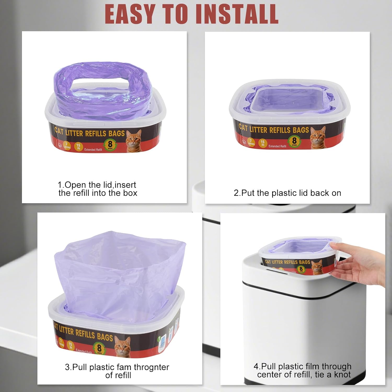 10 Pack Litter Genie Refills,Compatible with Genie Bag Refills,Enhanced Odor Control