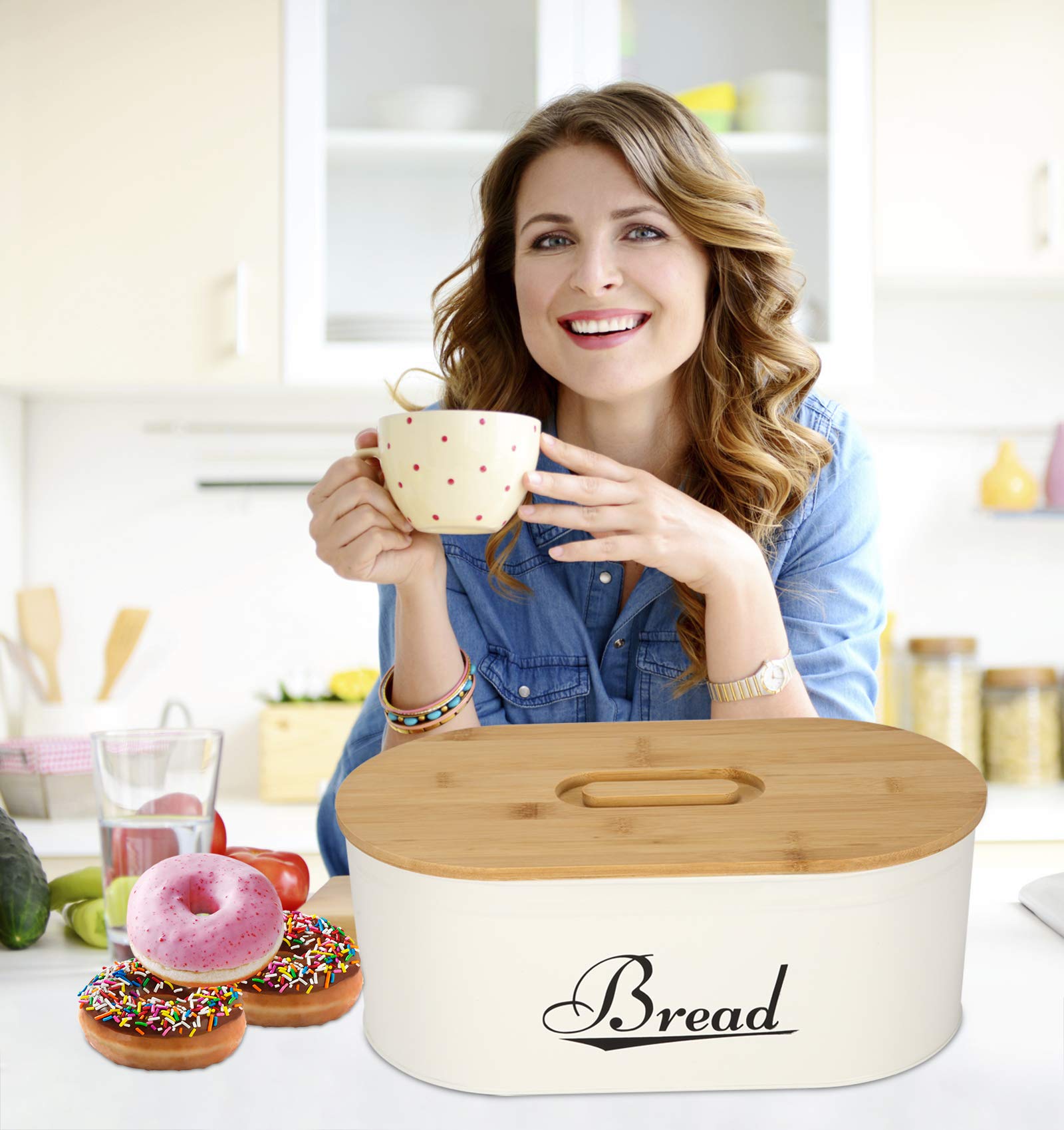 Fette Biscottate Integrali Contenitore Pane In Legno - Chiusura A Serranda Per Conservazione Fresca In Cucina Contenitore Pane Serranda - Foto 5