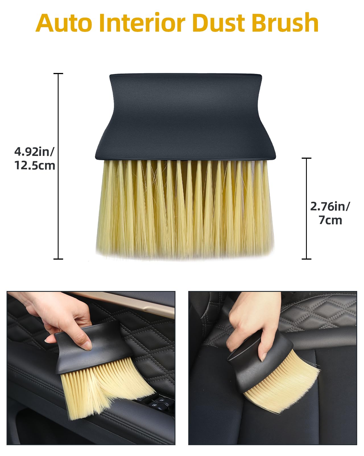 Lot de 3 brosses de détail de voiture ultra douces en poils de sanglier, kit de fournitures de gel de nettoyage de voiture, accessoires de voiture pour camion, SUV, intérieur