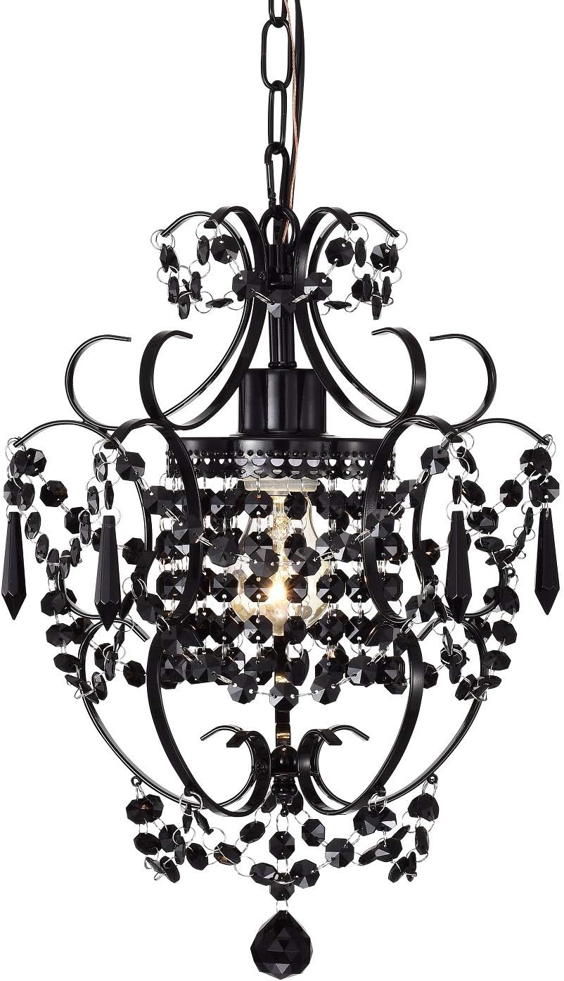 Black Chandelier Small Crystal Chandelier Lighting Modern Mini Hanging Light Fixtures with 1 Light