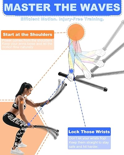 Miniatura 5 de 2 cuerdas de batalla sin cuerda con peso para gimnasio en casa, ejercitador de brazo resistente para entrenamiento de fuerza, cuerda de batalla