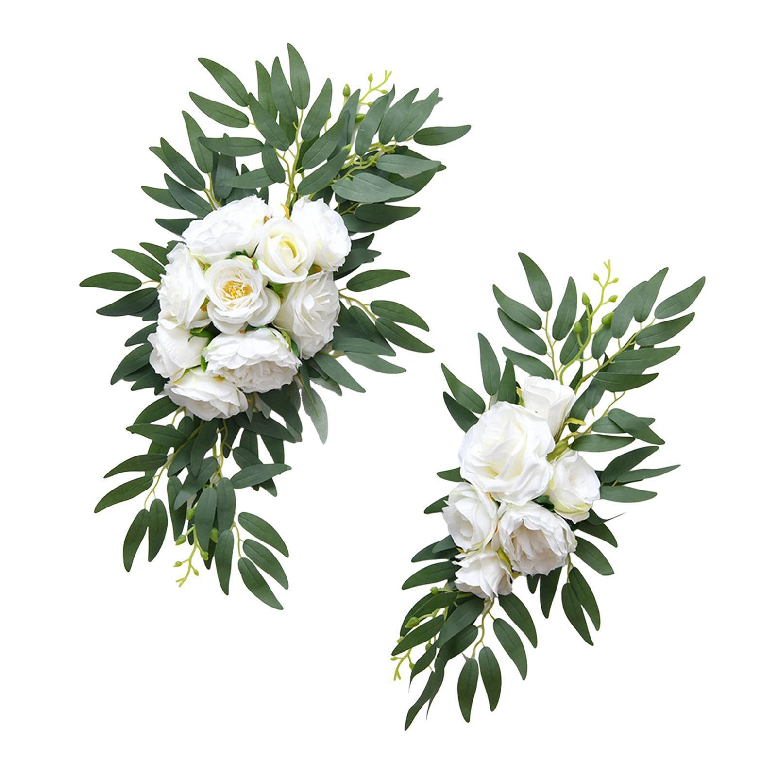 ALCXAZS Romantic Wedding Arch Flowers Swag Handmade Silk Floral Arrangement For Ceremony Accents And Home Decoration Artificial Floral Swag Wedding Flowers, White