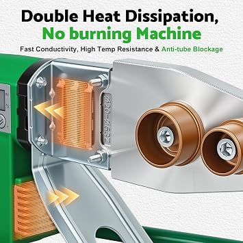 2000W Plastic Pipe Welder with Digital Display, Hot Melt Tool for PP/PPR/PE/PB/PERT Pipes, 0.79/0.98/1.26/1.57/1.97/2.46 in Die Heads, Temp Control for Stable & Durable Plumbing Connectio