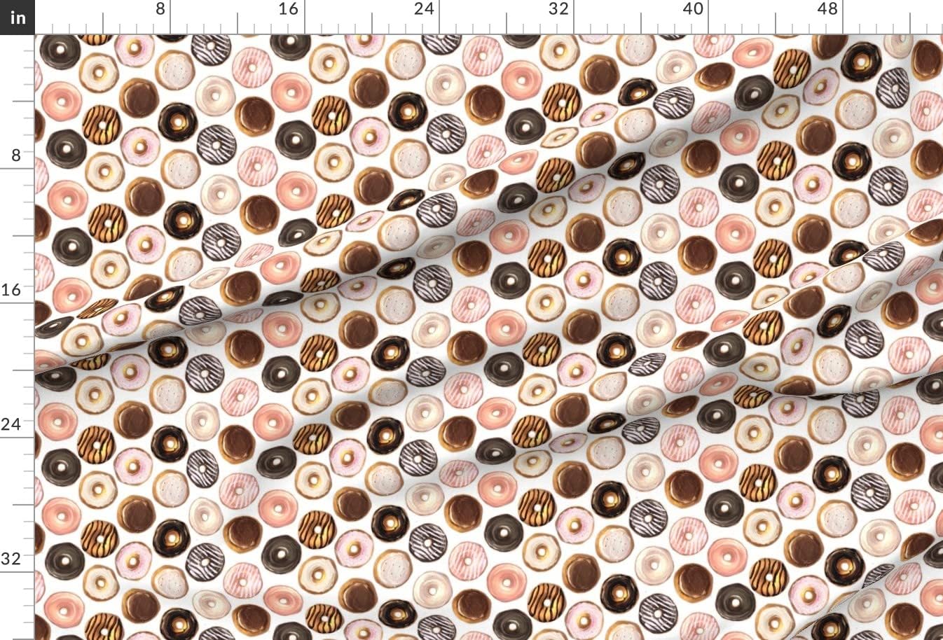 Spoonflower Fabric - Multi Donuts Watercolor Food Doughnut Printed on Upholstery Velvet Fabric Fat Quarter - Upholstery Home Decor Bottomweight Apparel