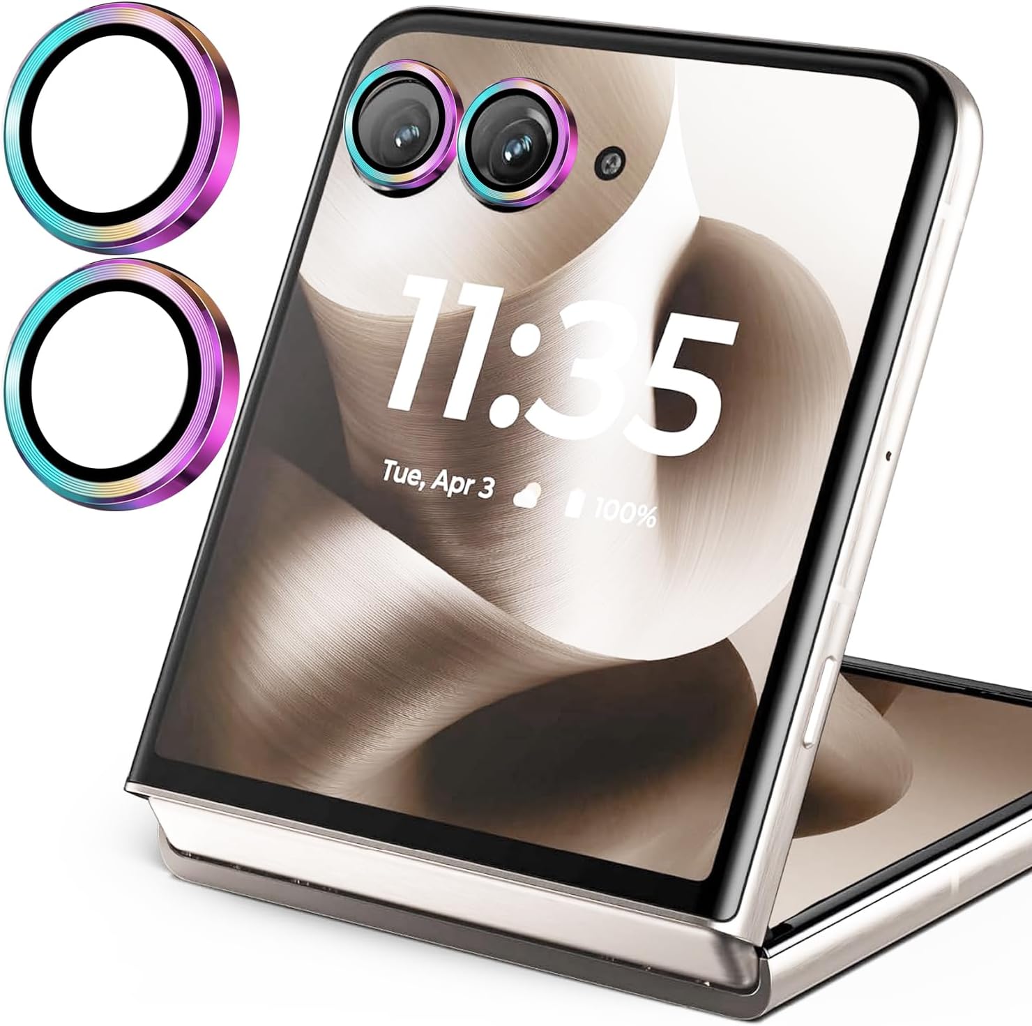 Zeking (2 Set) for Motorola Razr 70/ Razr 2026 Camera Lens Protector, Scratch-Resistant HD Clarity Ultra-Thin 9H Tempered Glass with Aluminum Edging, Individual Metal Lens Cover (Color)