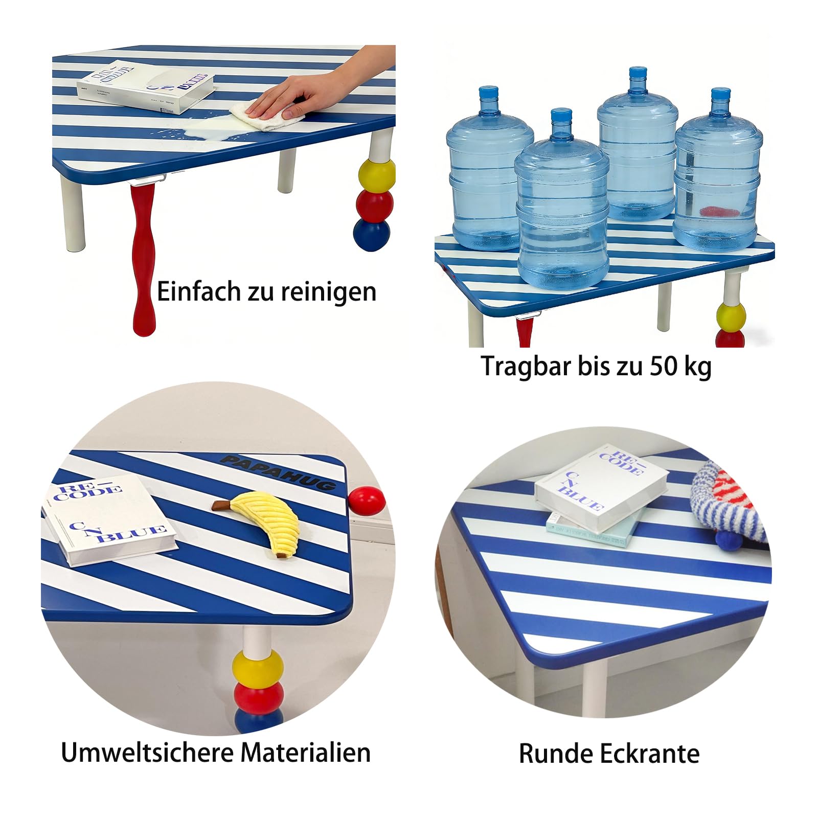 Kinder Spieltisch Kinderzimmertisch 90 x 50 x 50 cm, Maltisch für Junge Mädchen 1-8 Jahre, Picknicktisch Kindermöbel Kinderzimmer Klein Schreibtisch Basteltisch Outdoor Indoor