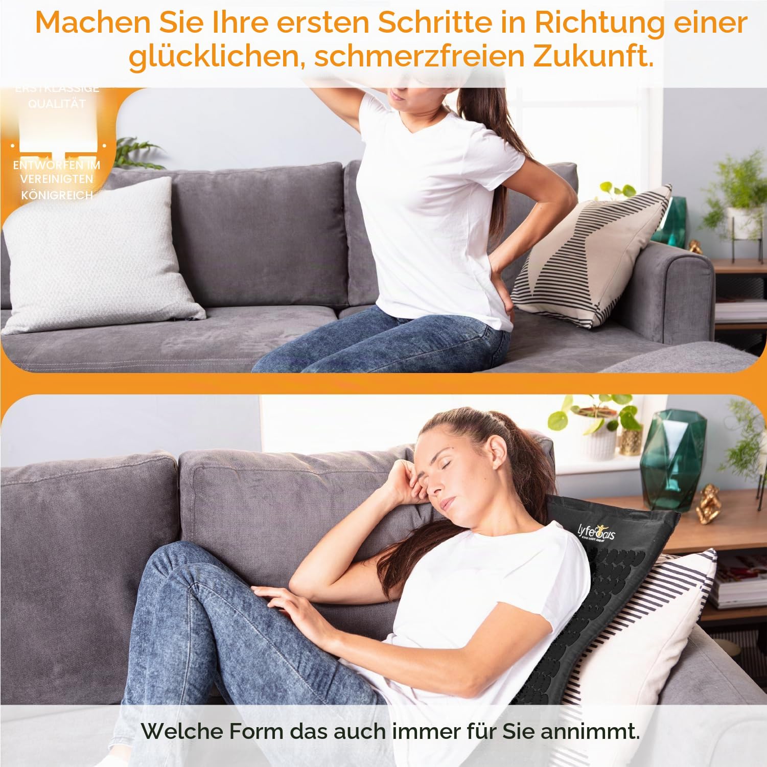 LyfeFocus Akupressurmatte & Kissen-Set mit Reisetasche – gepolsterte Akupunktur-Massagematte für Rücken-, Nacken- und Schulterschmerzlinderung – Linderung von Muskelverspannungen und Stress (Schwarz &