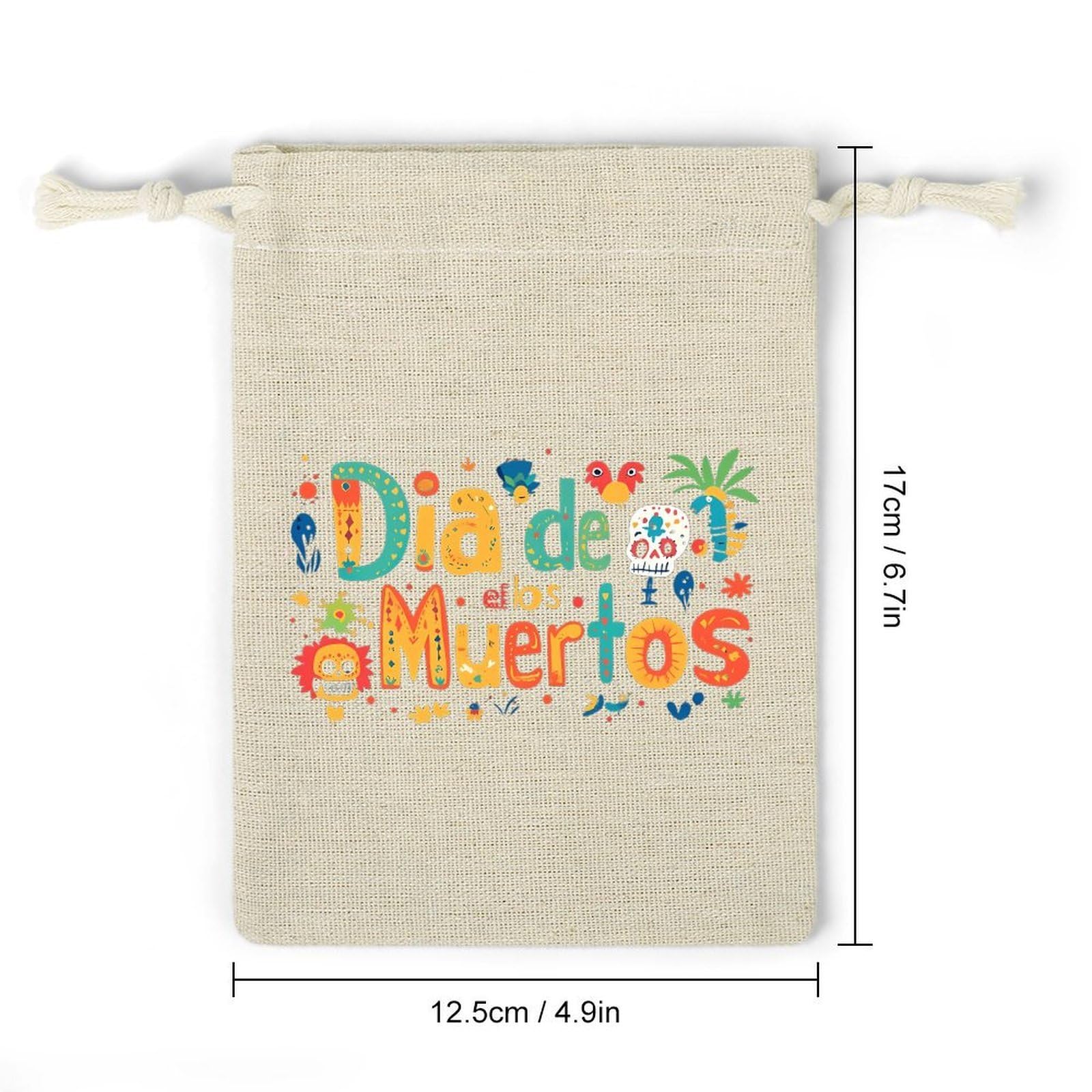 Día De Los Muertos 8 Pack Small Gift Bags Cotton And Linen Drawstring Pockets Sachet Bag for Party Home Supplies