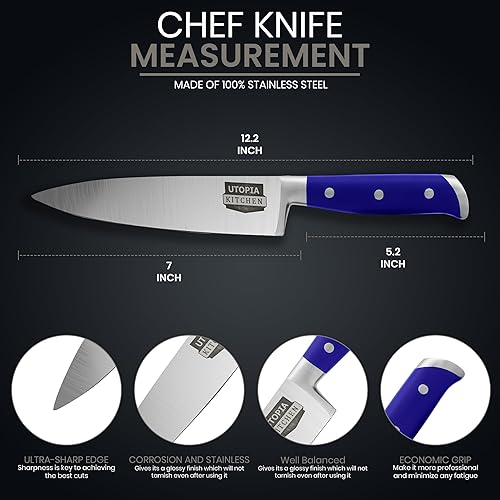 Miniatura 3 de Utopia Kitchen - Cuchillo de cocina de chef de 7 pulgadas, cuchillo de cocina de acero inoxidable al carbono con funda y mango ergonómico - Cuchillo