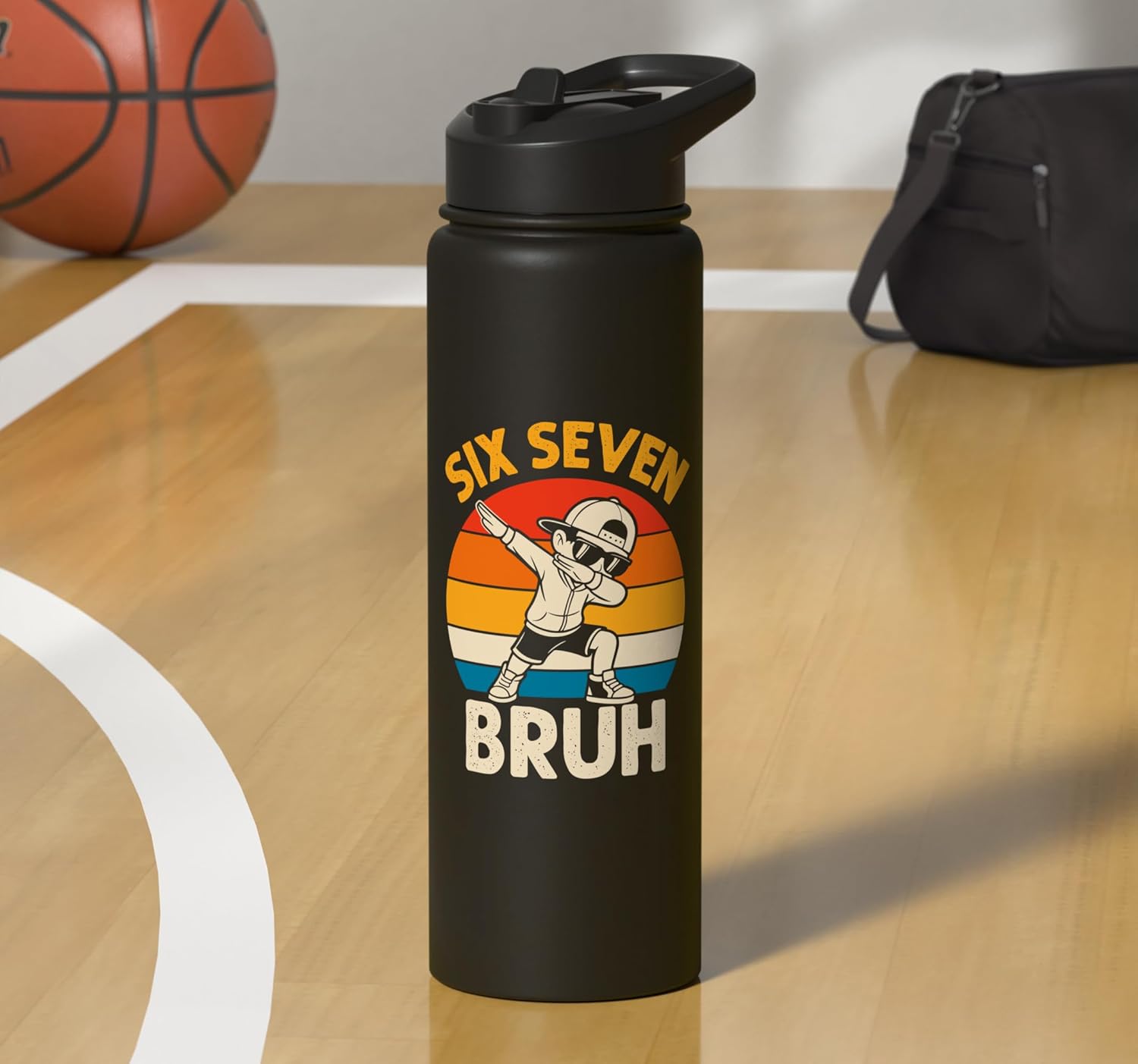 Six Seven Bruh Dabbing 67 Meme 6 7 Numbers Funny Boys Kids Stainless Steel Insulated Water Bottle
