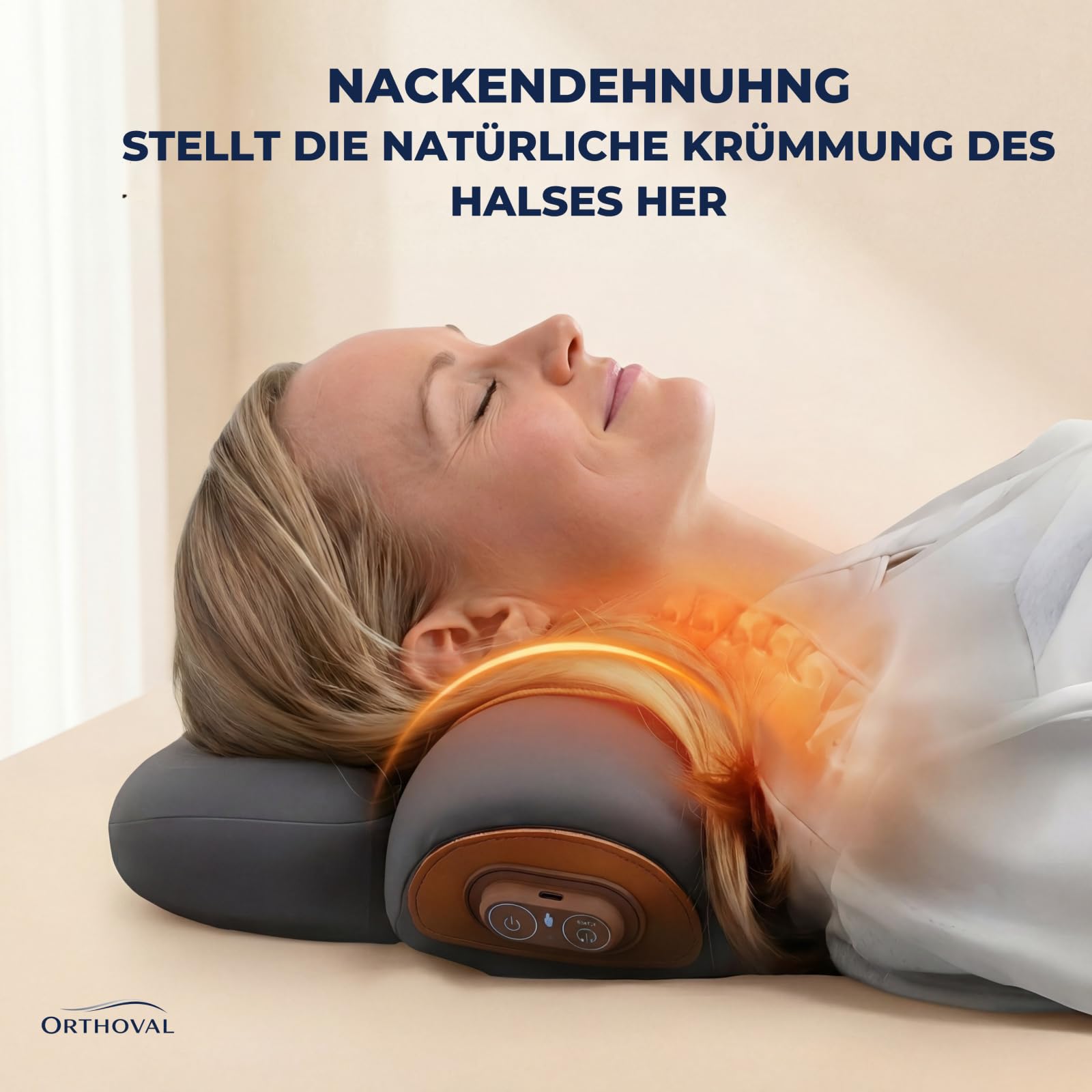 orthoval Neckma Orthopädisches Kissen，Nackenmassagekissen Elektrisch 2026 Upgrade, mit Heizfunktion & Airbag, Ergonomisches Memory-Schaum Entspannungskissen für Nacken & Schultern