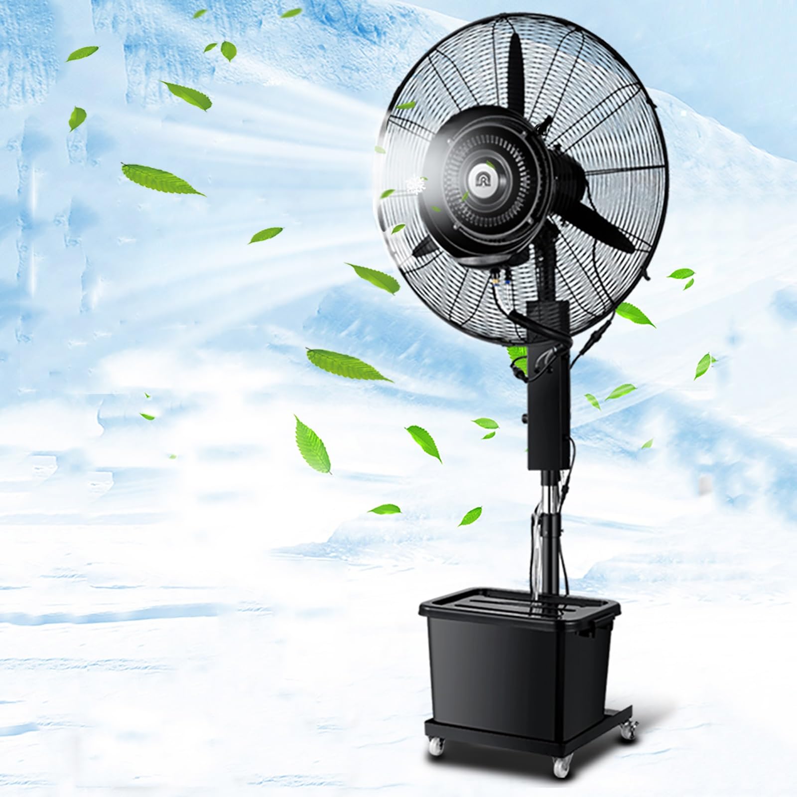 asdchZen Large Portable Misting Fan, 3 Speeds Outdoor Pedestal Cooling Fan With 90°Oscillation For Patio, Restaurant, Warehouse