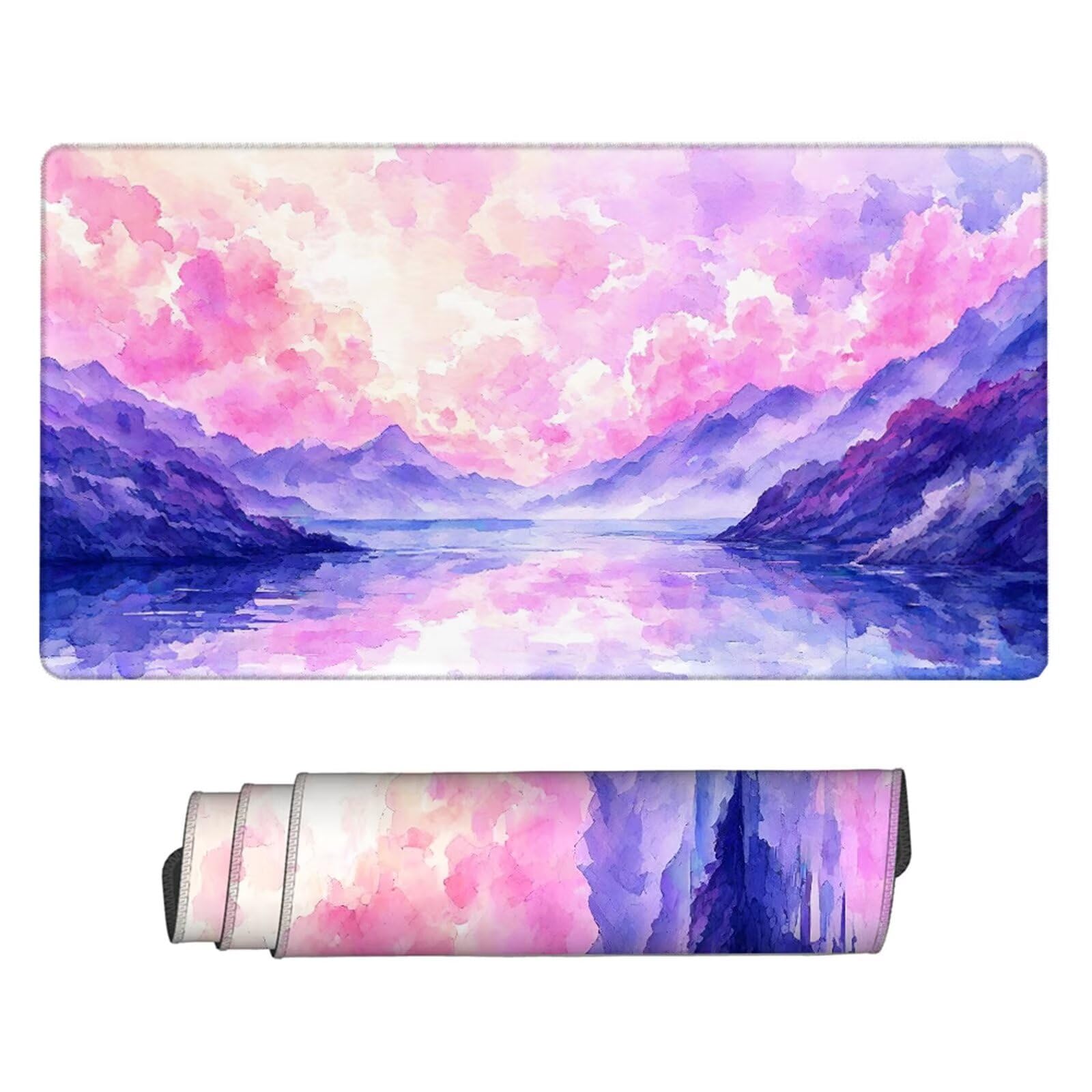 Tappetino Mouse Rosa Tappetino Scrivania Montagna Tappetino Mouse Gaming Confortevole Superficie Superfine Poliestere Fibra Base Solida in Gomma per Presa Salda Lavabile Mouse Pad 1200x600x3mm H2-93