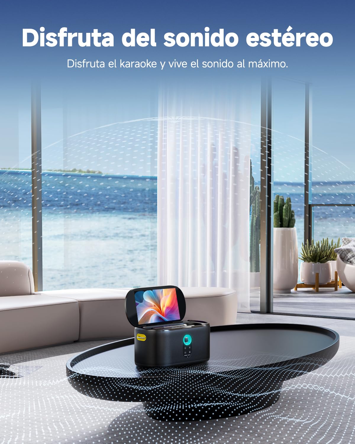 Ikarao Máquina de Karaoke Shell S1 con Pantalla integrada, Bluetooth, micrófonos inalámbricos y luz de Fiesta, niños, Adultos y Actividades al Aire Libre
