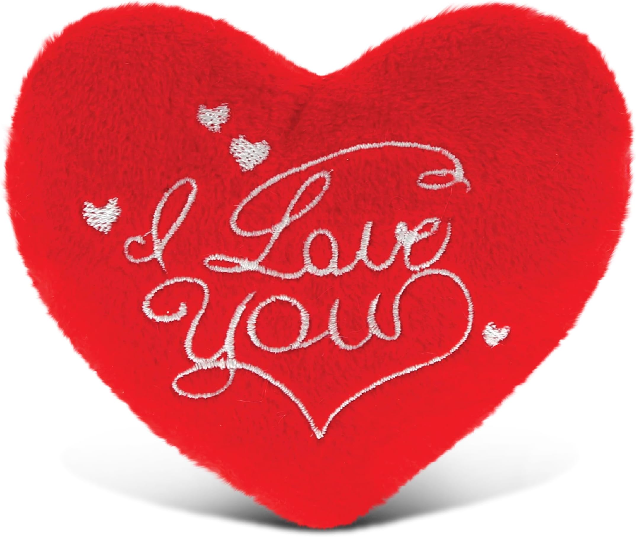 DolliBu I Love You Red Heart Plush - Stuffed Heart Plush Toy, Special Anniversary Valentines Day Heart Plush Cushion Accent, Cute Small Heart Shaped Plush Decor, Romantic Stuffed Animals Heart- 4 Inch