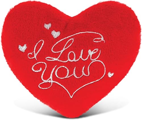 DolliBu I Love You - Peluche de corazón rojo, juguete de peluche de corazón, acento especial de cojín de corazón para aniversario, día de San