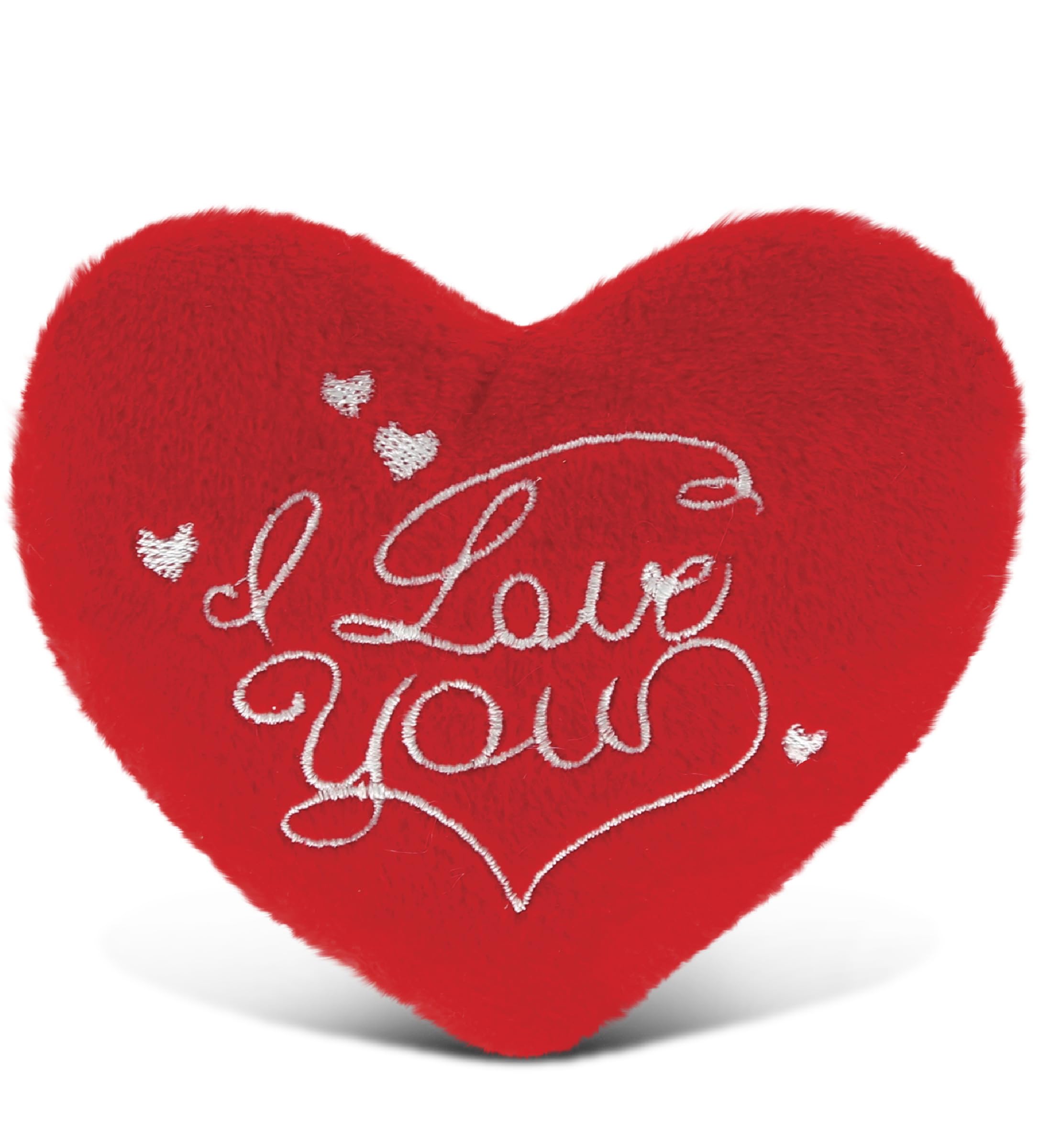 DolliBu I Love You Red Heart Plush - Stuffed Heart Plush Toy, Special Anniversary Valentines Day Heart Plush Cushion Accent, Cute Small Heart Shaped Plush Decor, Romantic Stuffed Animals Heart- 4 Inch