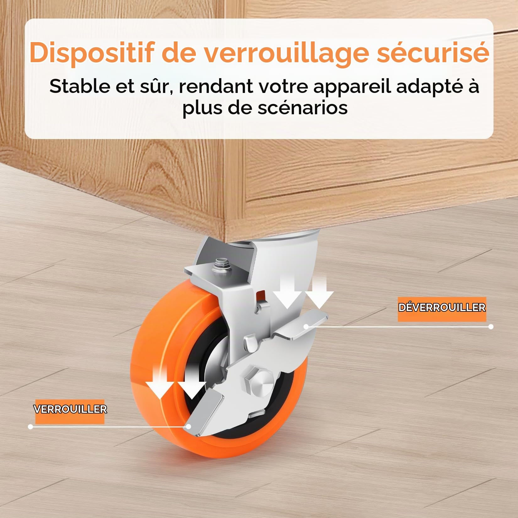 125mm Roulette Charge Lourde Avec Frein, en Polyuréthane Industrielles Roue Capacité 1600 Kg Avec Double Roulement à Billes, Silencieux et RéSistant à l'Usure Équipement, Machines, lot de 4