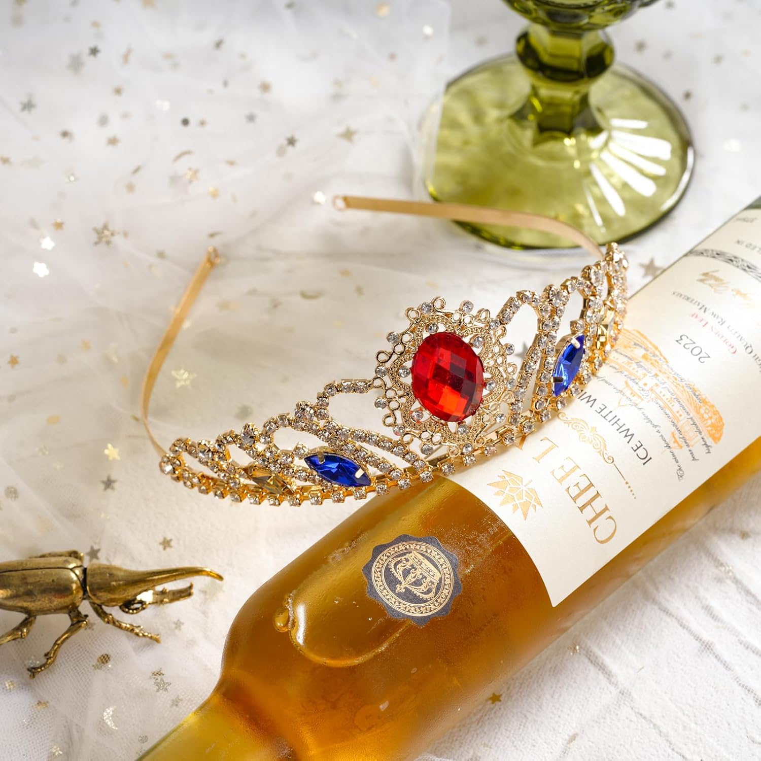 Princess Dress Up Accessories Tiara Crown Sparkle Gold Crown for Birthday Christmas Halloween Cosplay - Image 3