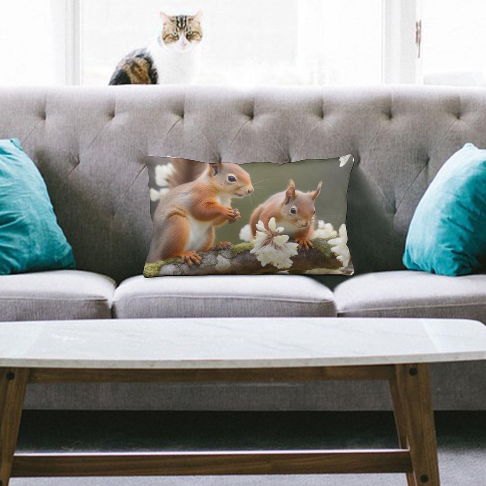NTVOWPZO Decoration Throw Pillow Covers 8"x12" Pillowcases Covers Squirrels Soft Pillowcases Modern Farmhouse Home Decor Sofa Cushions Covers for Couch Bed Living Room