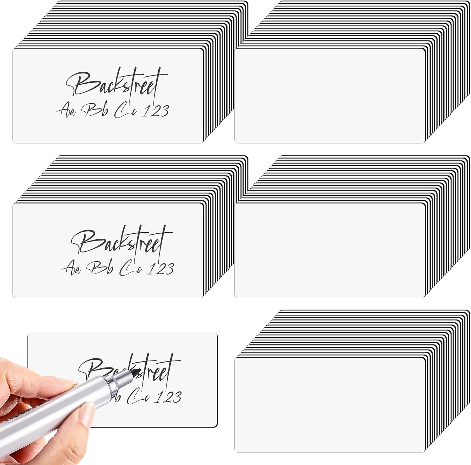 120 PCS Dry Erase Magnetic Labels 4"x2", Premium Soft Magnet with PVC Film, Reusable Whiteboard Magnets for Fridge, Shelf, Locker, Office & Home Organization (White)