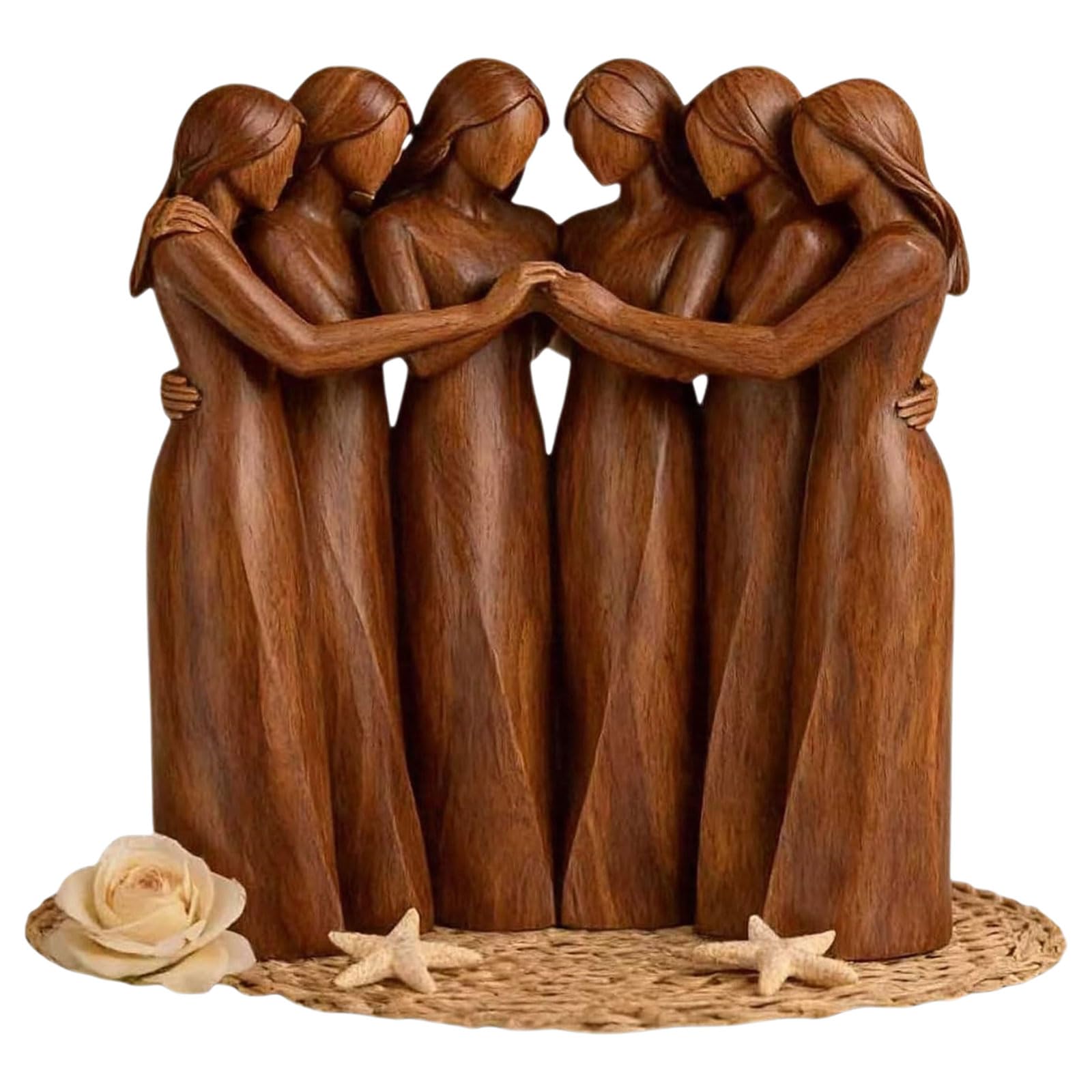 Speproeco Women's 6 Sisters Sisters By My Side Celebrates Friendships Sisters Sculpture Meaningful Presents Wood-Carved Resin Figurine Best Friend Birthday Gifts For