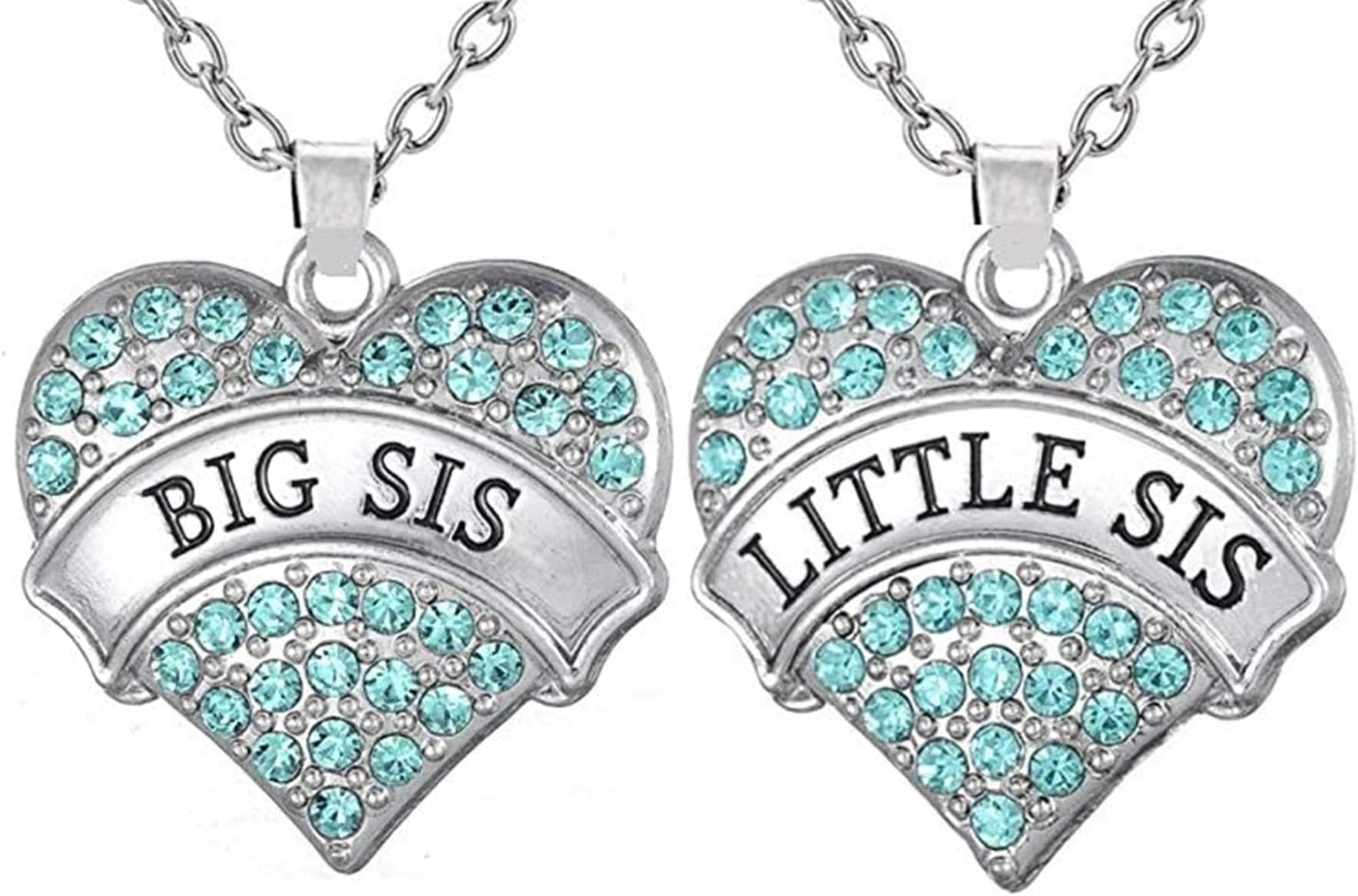 Jewelry Necklace Gifts for Sisters, Big Sis & Lil Sis Heart Necklace Set for 2, Sister Necklaces, Big & Little Sisters Birthday Gifts, Granddaughter Gifts, Christmas Stocking Stuffers