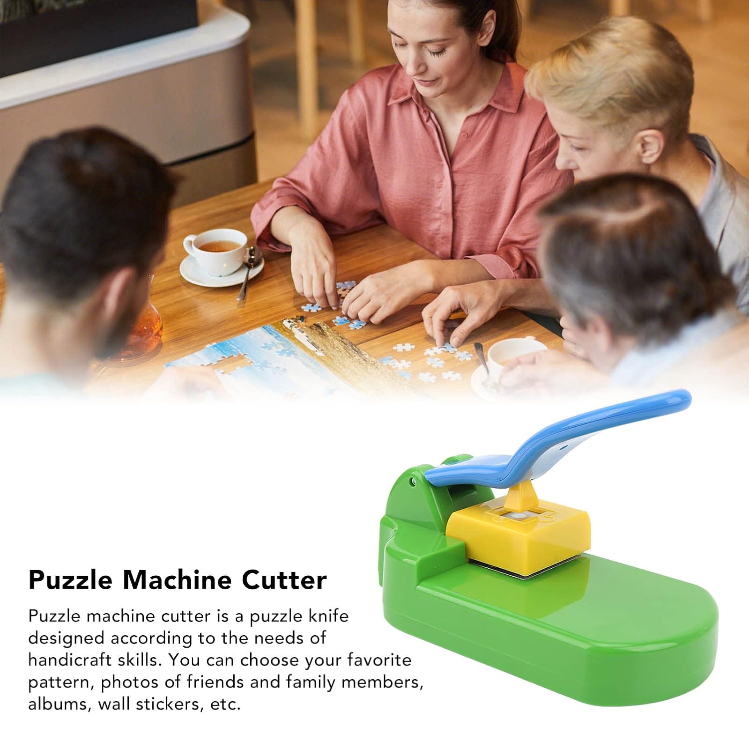 Puzzle Maker Machine Cutter, Jigsaw Puzzle Cutter DIY Jigsaw Mini Maker Machine Handmade Puncher with 10 Cardboard for Arts Crafts Scrapbooking Make